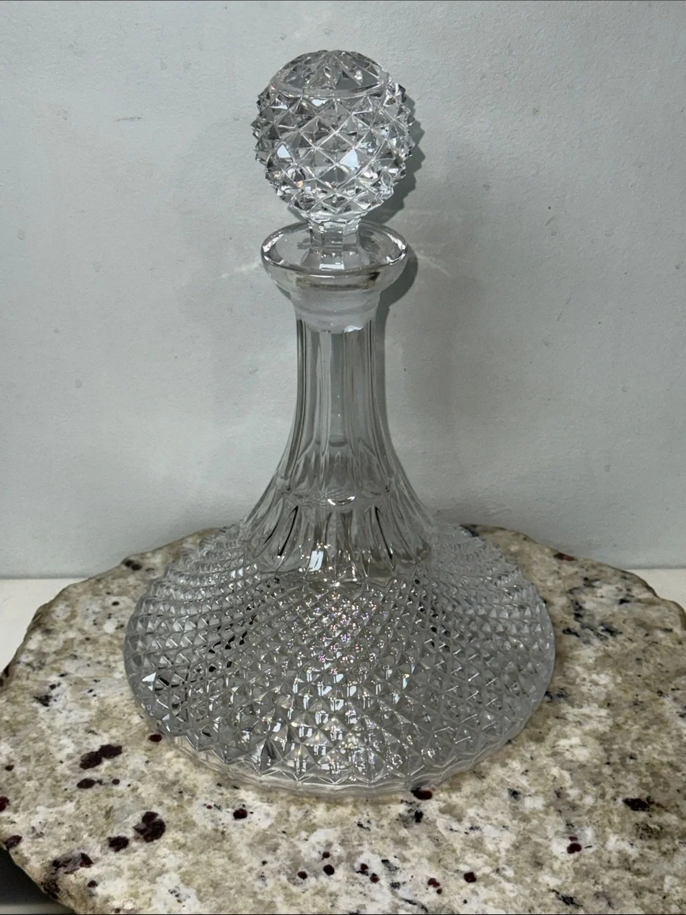 Antique Fine Quality Cut Crystal Lead Ships Decanter 1920s England